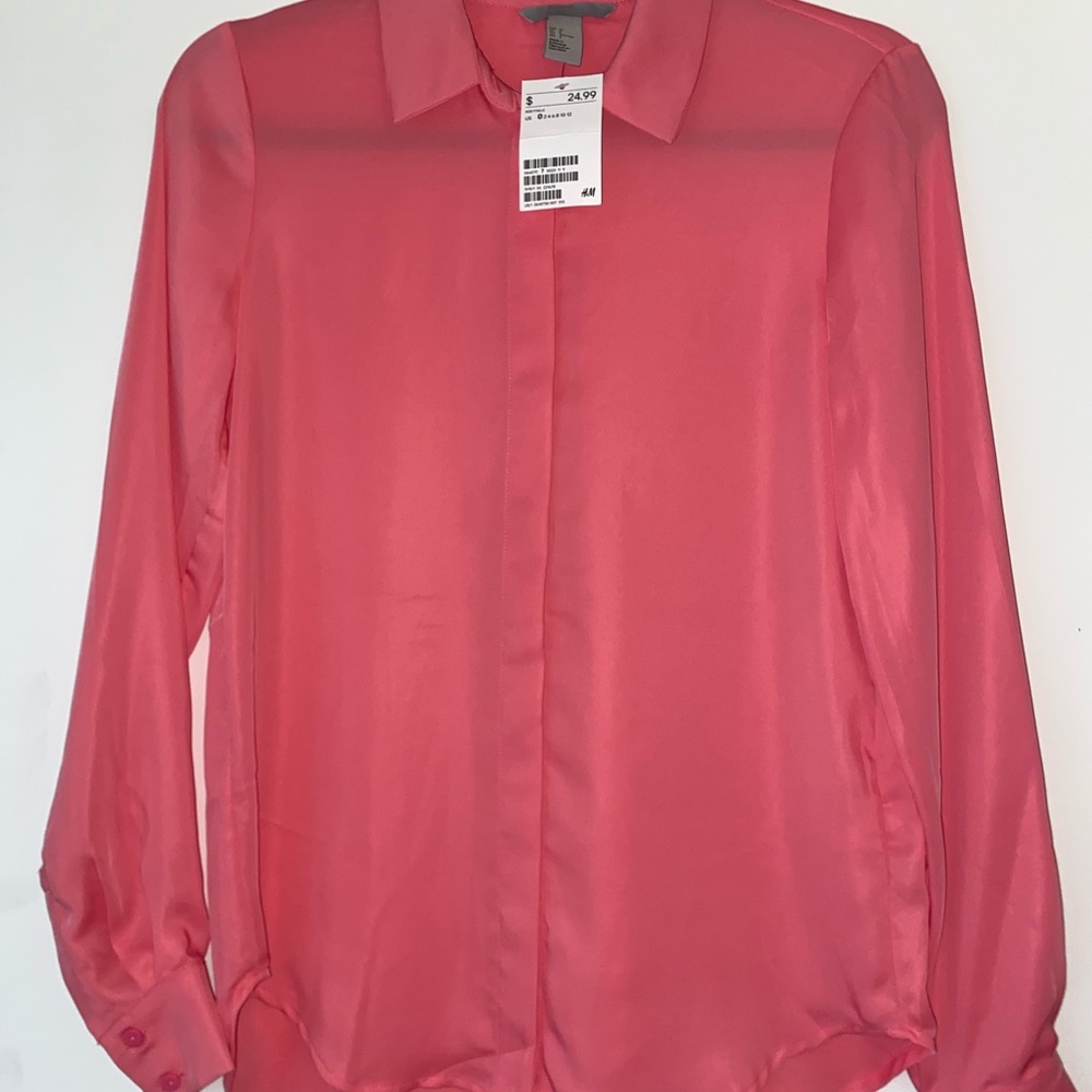 H&M Hot Pink Button Up Shirt - NWT - size 0